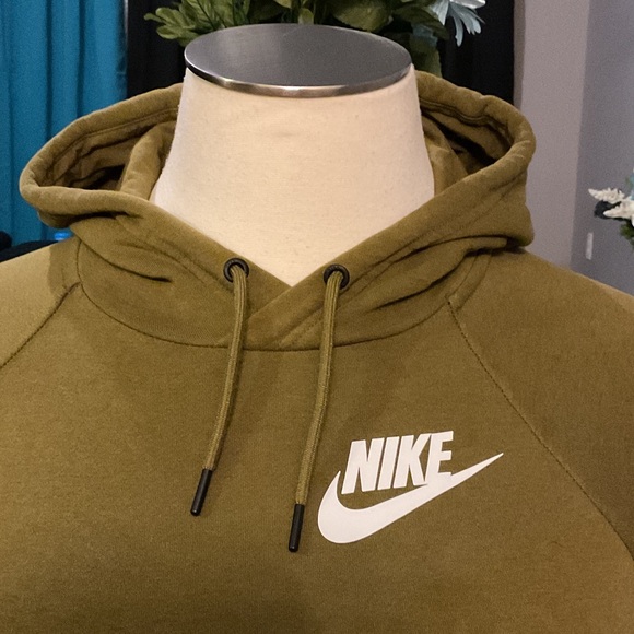 Nike Women’s Olive Green Pullover Hoodie with White Swoosh - Picture 6 of 7